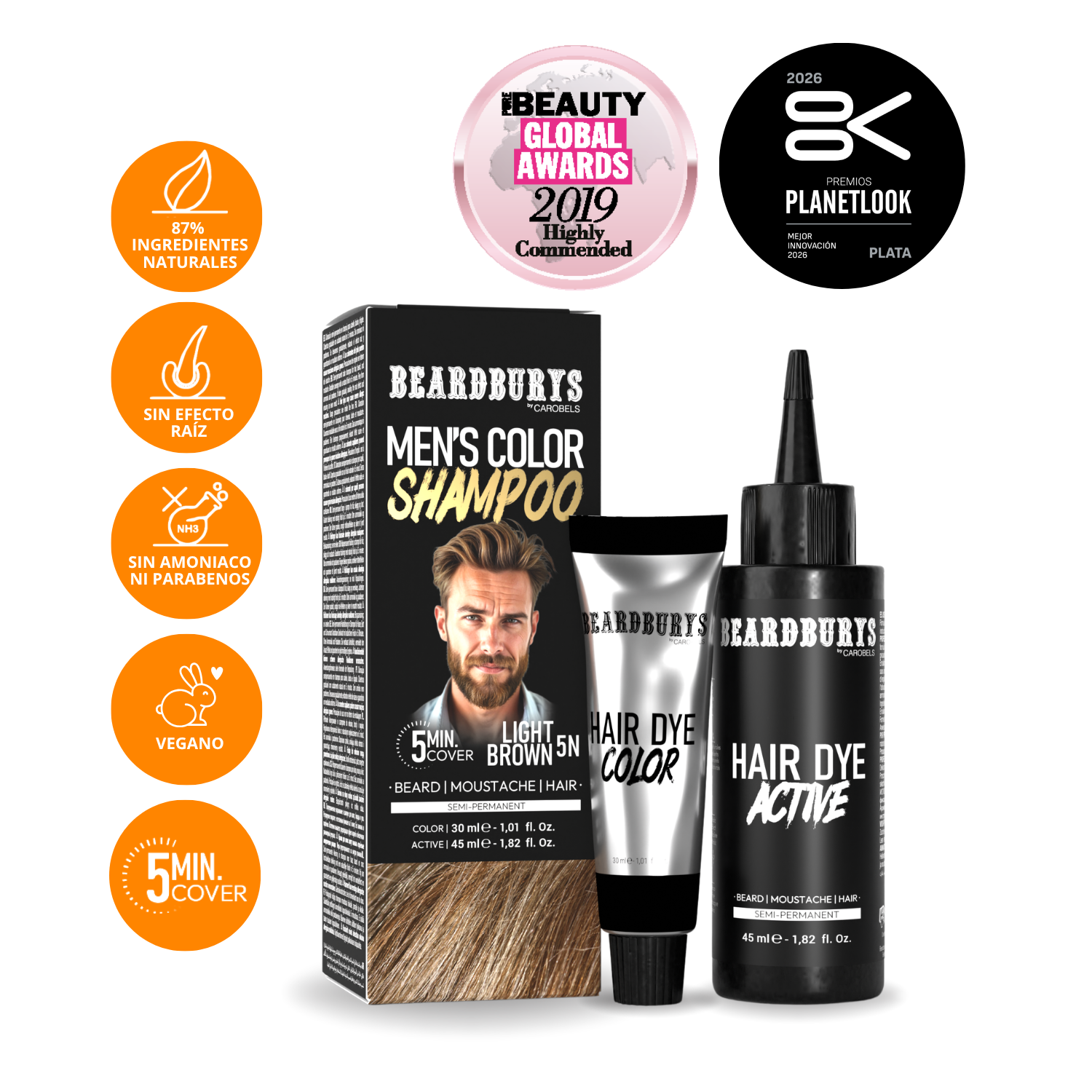 Champú color para hombre 5N Castaño Claro | Pelo, Barba y Bigote