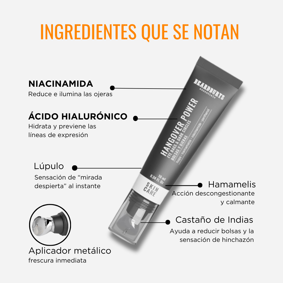 Contorno de Ojos para Hombres Hangover Power | Anti-Ojeras Beardburys Essentials