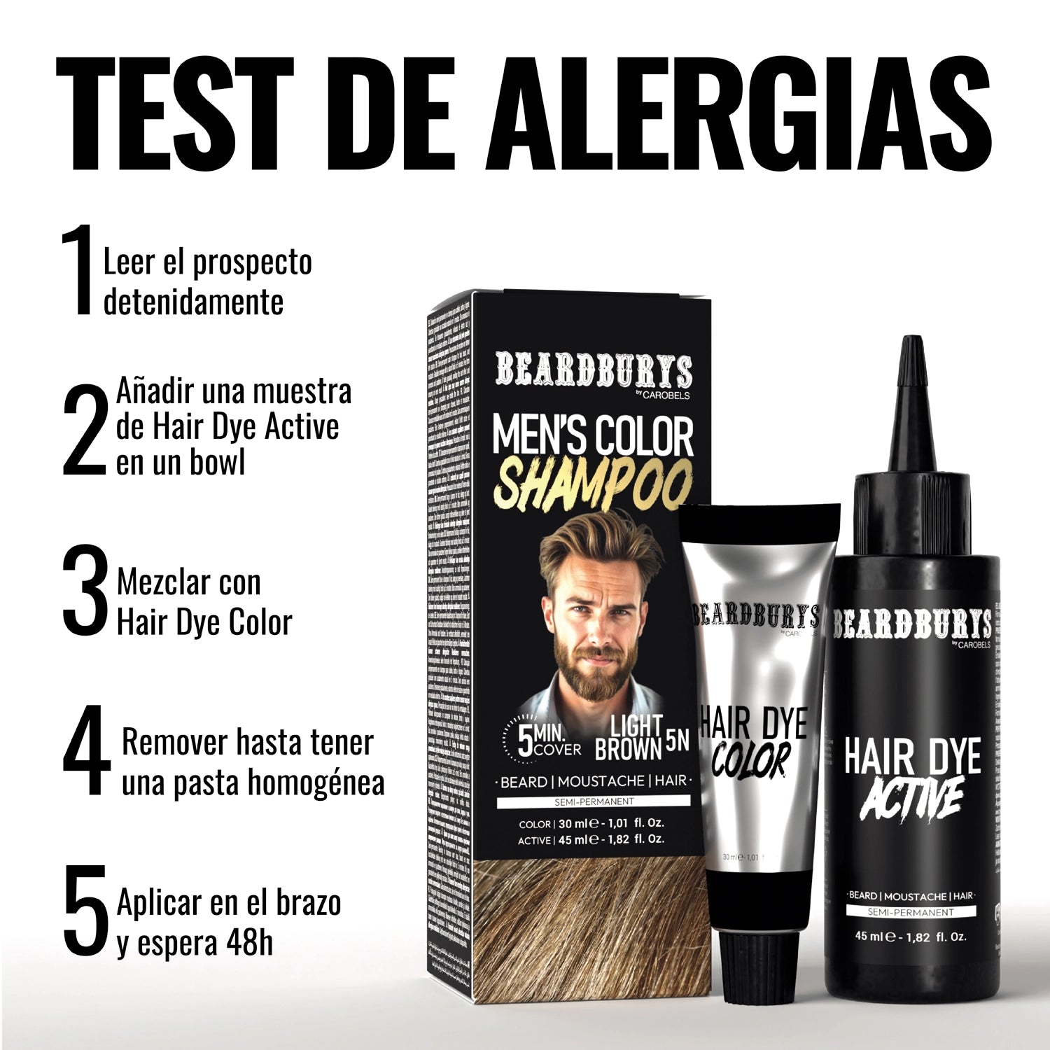 Champú color para hombre 5N Castaño Claro | Pelo, Barba y Bigote