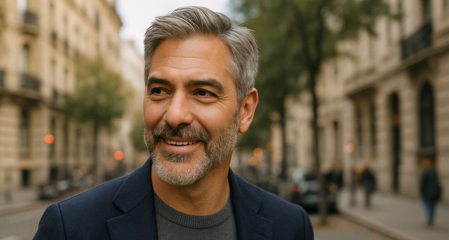 hombre sexy con canas blancas