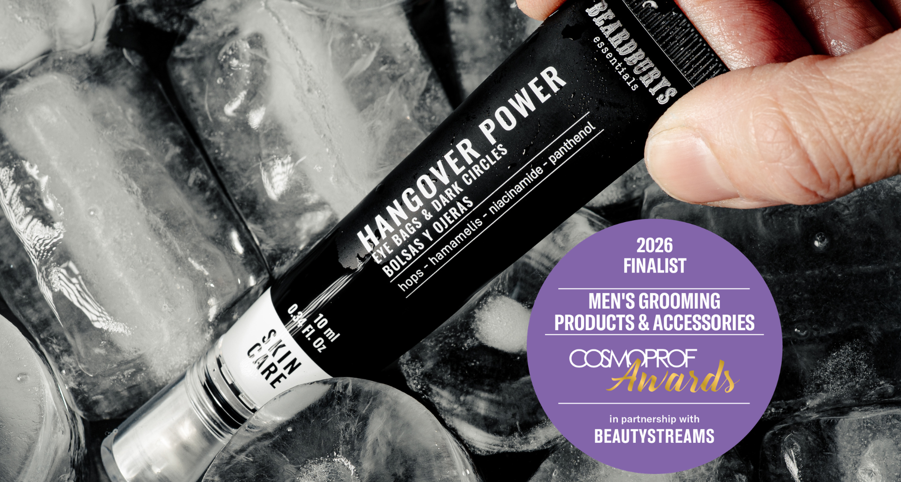 Corrector de ojeras para hombres premiado: Beardburys Essentials finalista en Cosmoprof Bologna