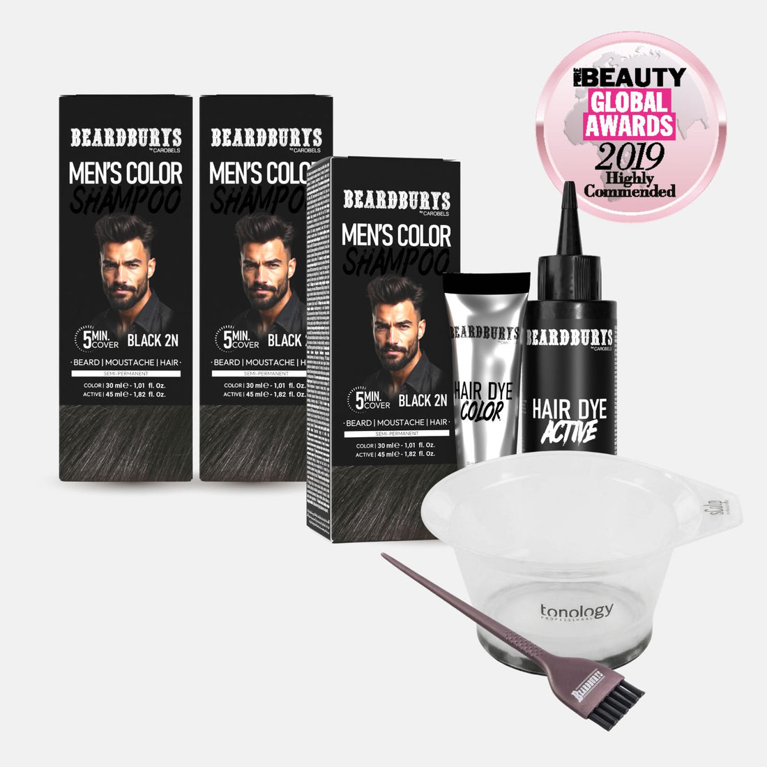 Pack Champú color para hombre 2N Negro + regalo | Pelo, Barba y Bigote