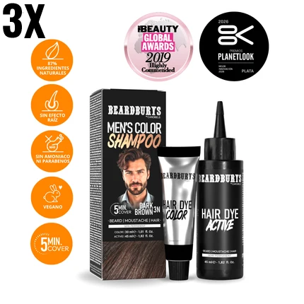 Pack de 3 Champú color para hombre 3N Castaño Oscuro