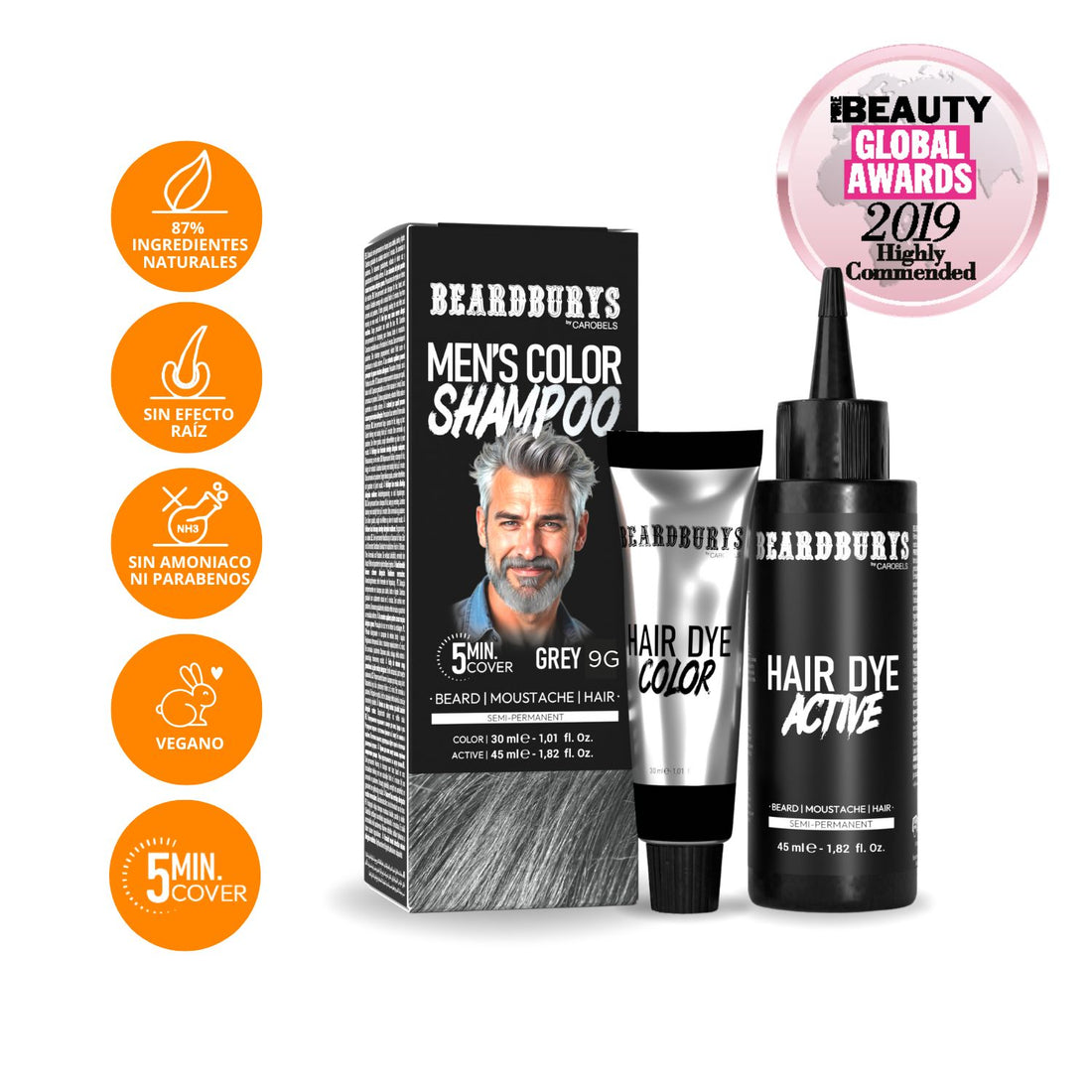 Champú color para hombre 9G Gris | Pelo, Barba y Bigote