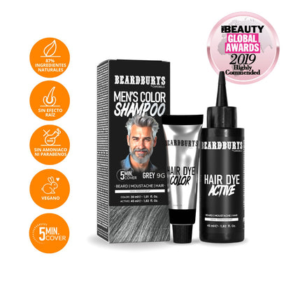 Champú color para hombre 9G Gris | Pelo, Barba y Bigote