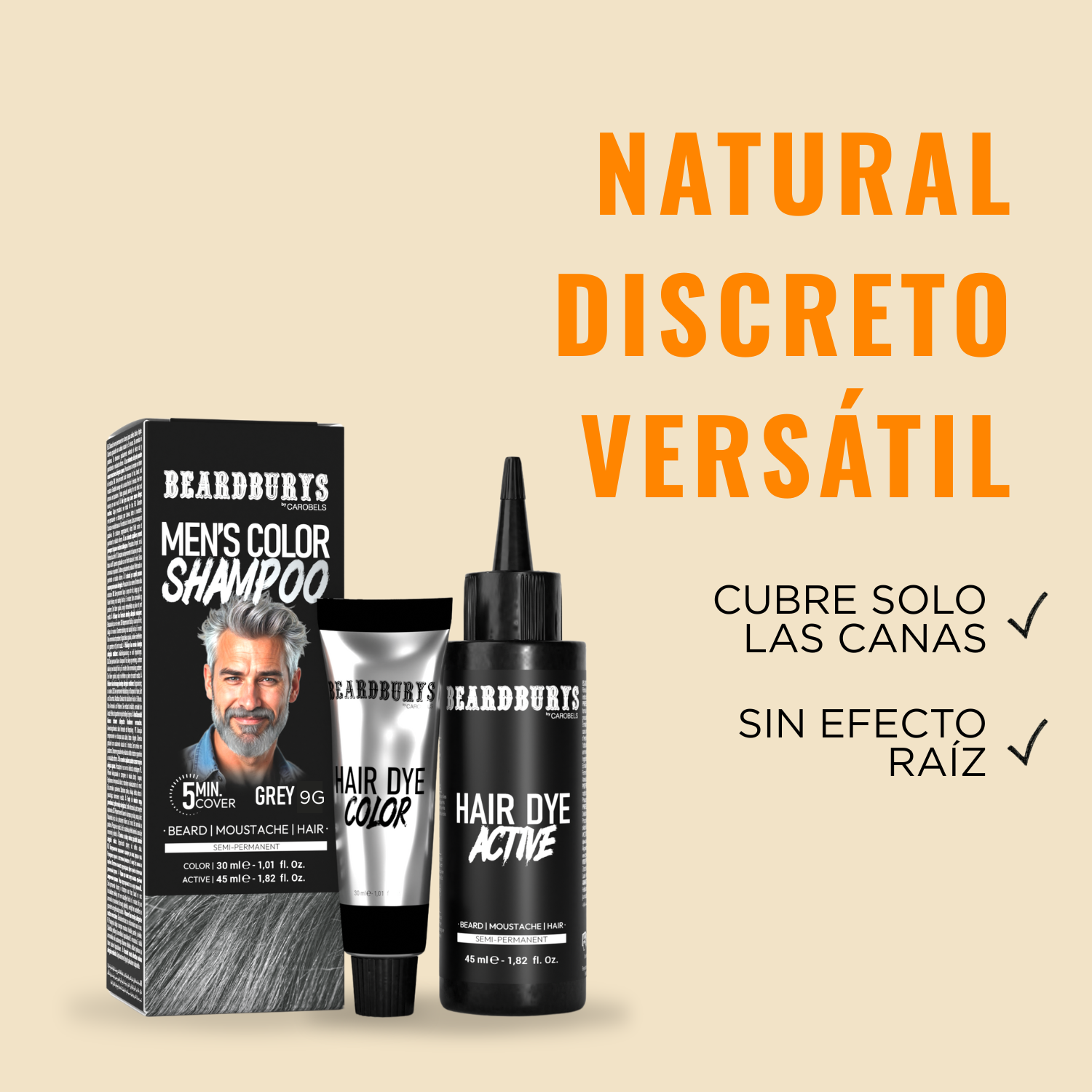 Champú color para hombre 9G Gris | Pelo, Barba y Bigote