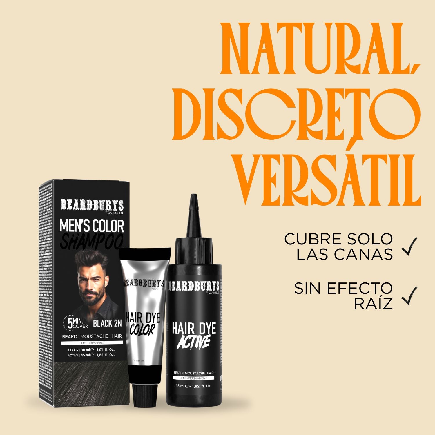 Champú color para hombre 2N Negro | Pelo, Barba y Bigote