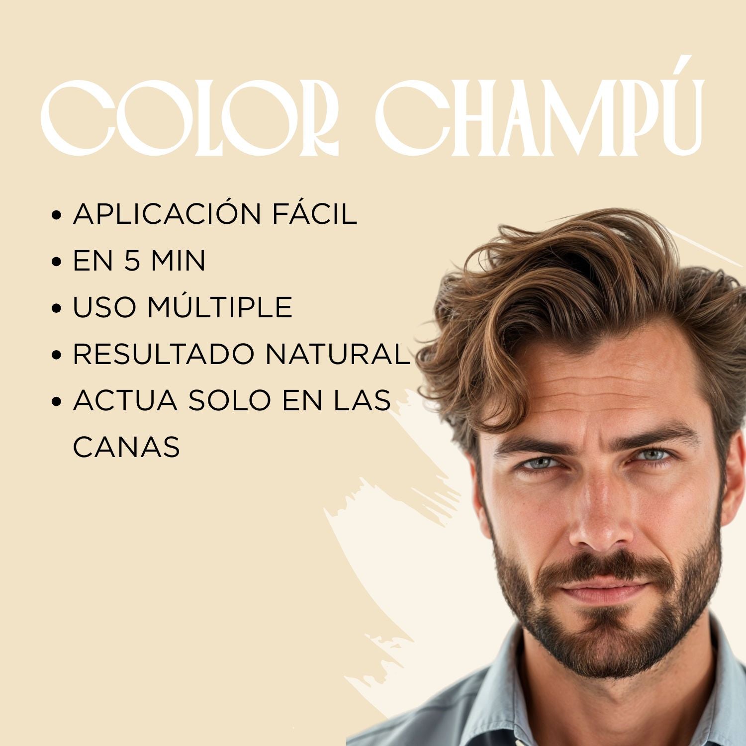 Champú color para hombre 3N Castaño Oscuro| Pelo, Barba y Bigote