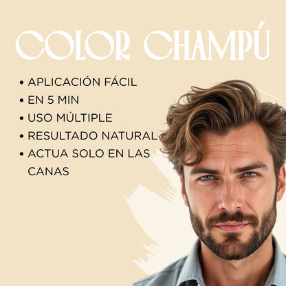 Champú color para hombre 3N Castaño Oscuro| Pelo, Barba y Bigote