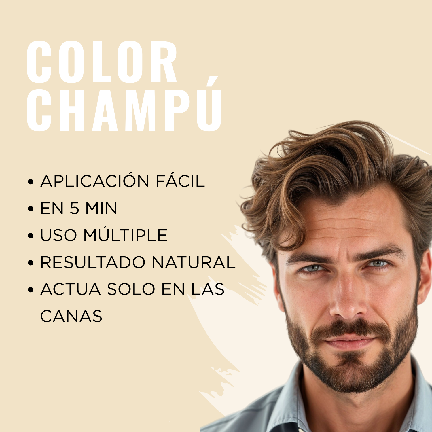 Champú color para hombre 3N Castaño Oscuro| Pelo, Barba y Bigote