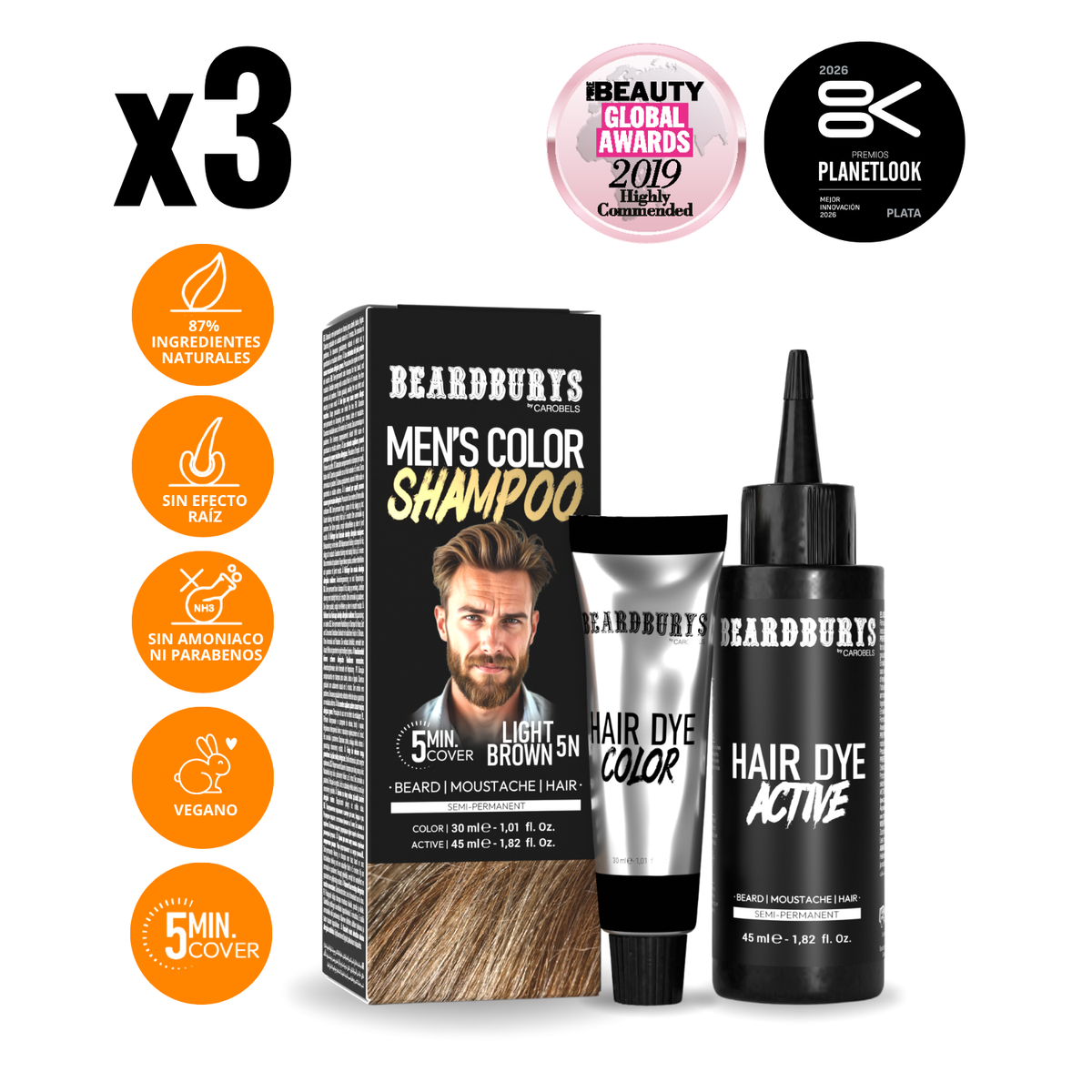 Champú color para hombre 5N Castaño Claro | Pelo, Barba y Bigote