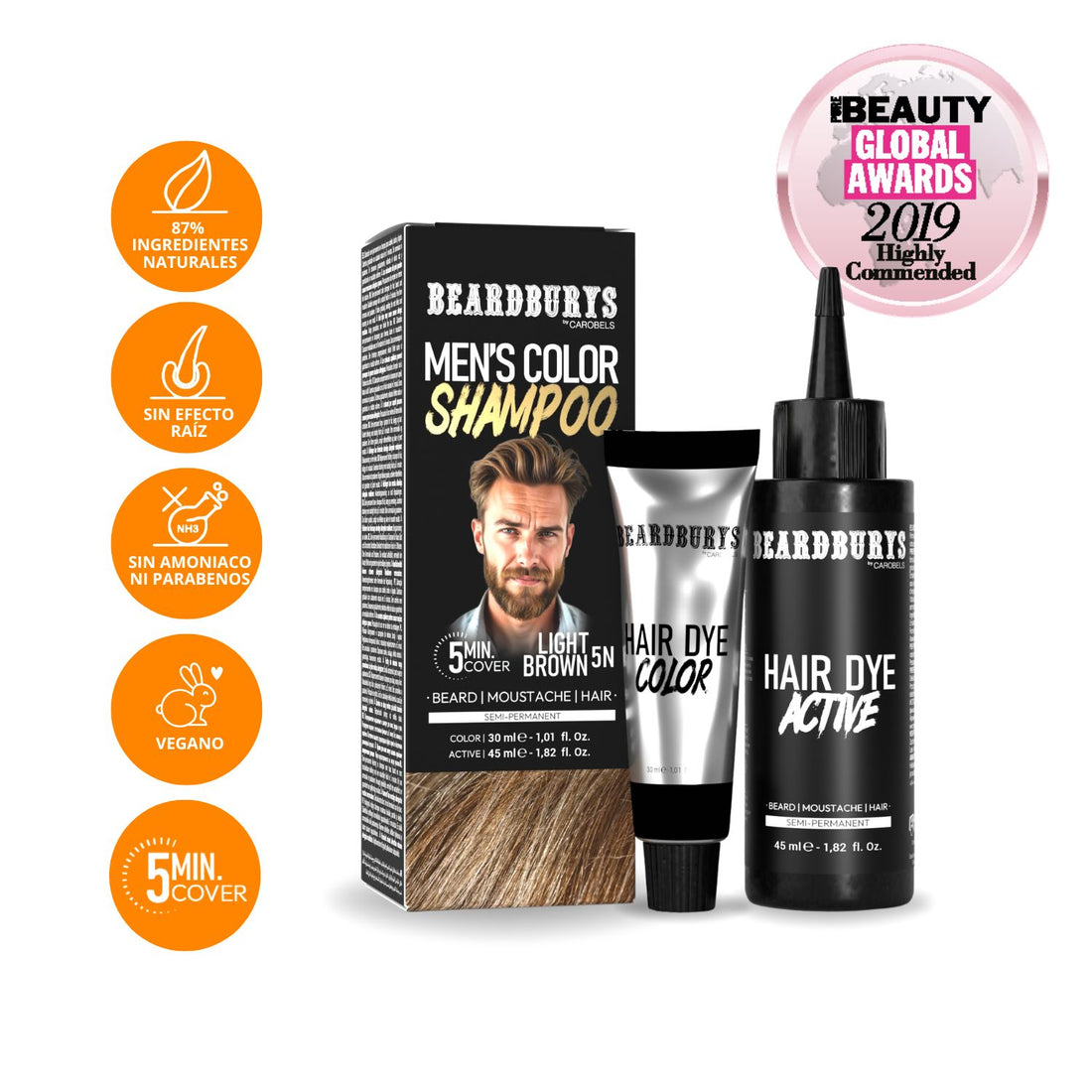 Champú color para hombre 5N Castaño Claro | Pelo, Barba y Bigote