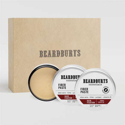 Cera semi mate que proporciona una fijación fuerte. La cera Fiber de Essentials ayuda a dar textura y volumen al cabello.